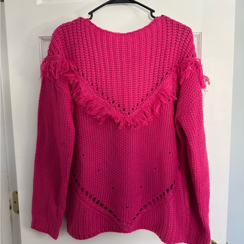 Pink Fringed Women's Sweater